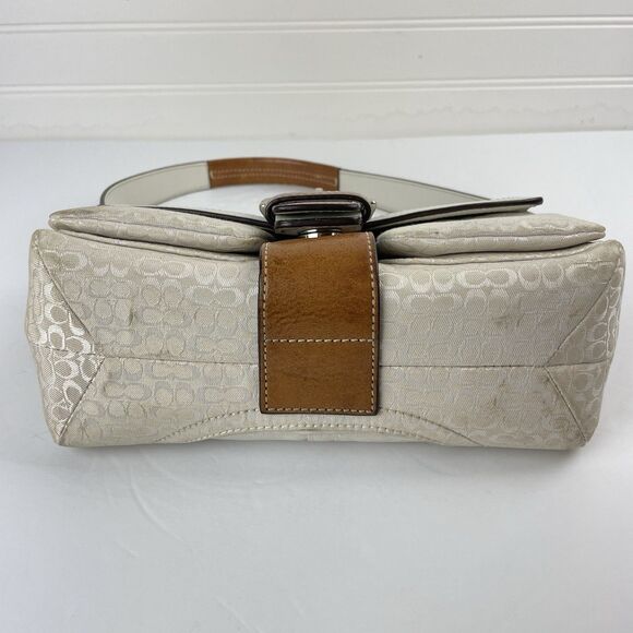 Coach Y2K White Signature Canvas Brown Leather Mini Soho Hobo Shoulder Bag #1444 - Picture 16 of 17
